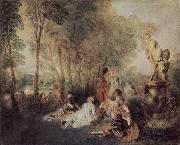 Jean-Antoine Watteau Fetes galantes oil painting reproduction